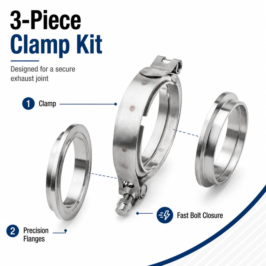 V-Band Exhaust Clamp Kit 51mm 63mm 76mm | SUS304 Stainless Exhaust Clamp Kit QXL