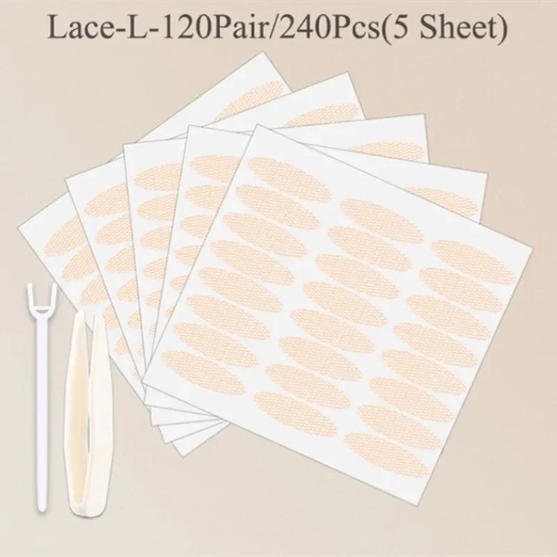 Invisible Mesh-Lace Eyelid Tape Stickers | 240pc Double Fold Kit Eyelid Tape Stickers QXL 240pcs 1