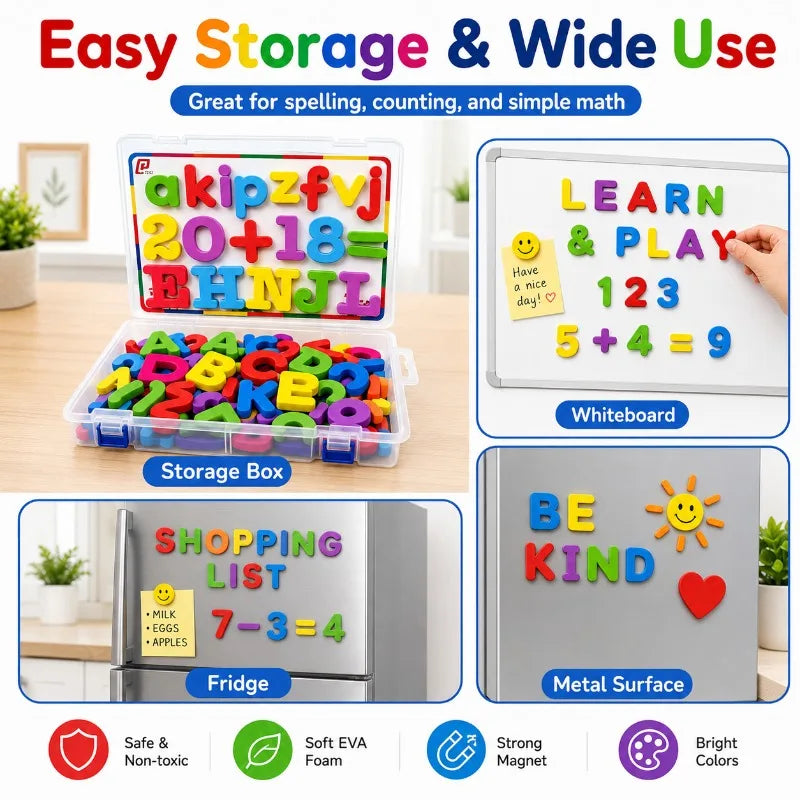 Magnetic EVA Letters & Numbers Set – Colorful Fridge Magnets Educational Magnet Set QXL