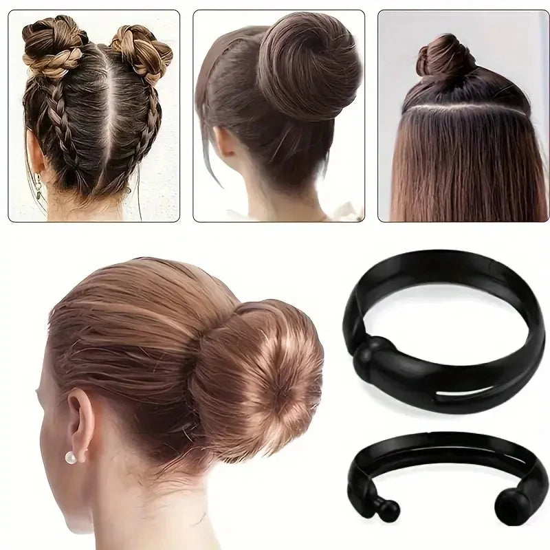 Magic Twist Donut Bun Clips | DIY Ponytail Braider 2/4 Pack Hair Bun Styling Clip QXL