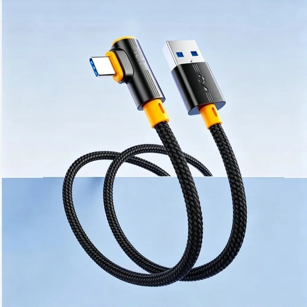 240W USB-C 90° Elbow Cable 10A Fast Charging | 5 Lengths USB-C Charging Cable QXL black 1.5m