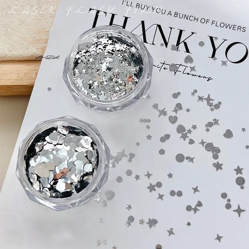 3D Nail Art Charms – Heart, Star & Round Sequin Flakes Nail Art Charms QXL