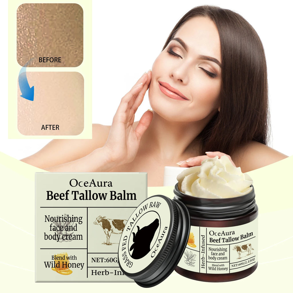OceAura Beef Tallow Face & Body Moisturizer Cream | Anti-Aging Tallow Moisturizer Cream QXL