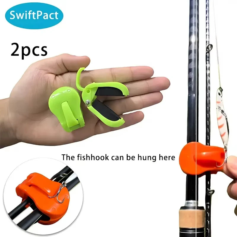 2-Pack Quick-Attach Fishing Rod Clips | One-Hand Holder Fishing Rod Clip QXL green