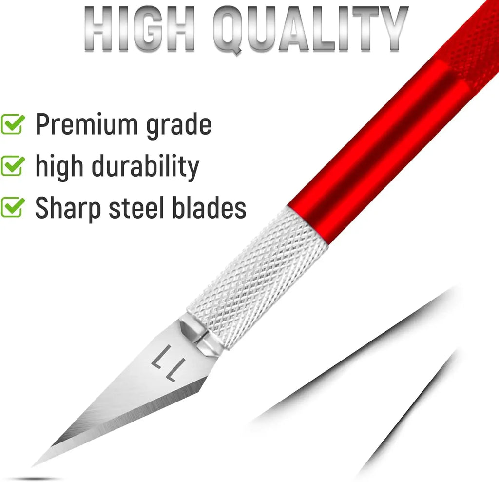 Craft Hobby Knife & Exacto Blade Kit with Steel Ruler Craft Knife Set QXL