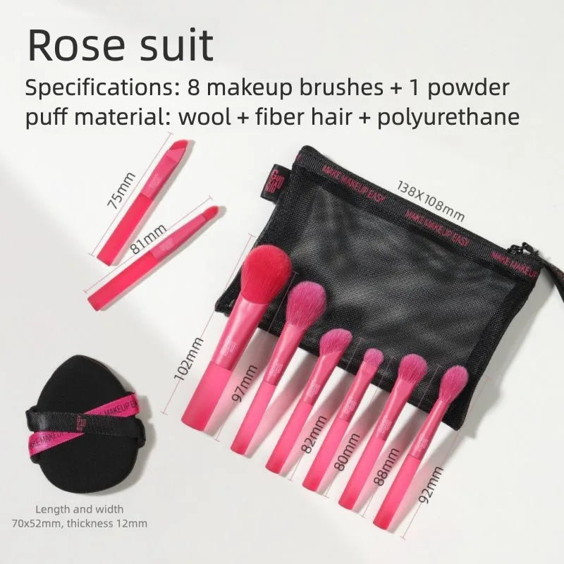 8-Piece Makeup Brush Set | Eyeshadow, Blush & Contour Makeup Brush Set QXL 8-piece Rose Brush S