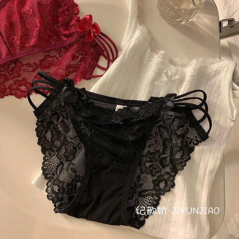 French Lace Mesh Low-Rise Triangle Briefs | Soft & Breathable Women's Lace Briefs QXL