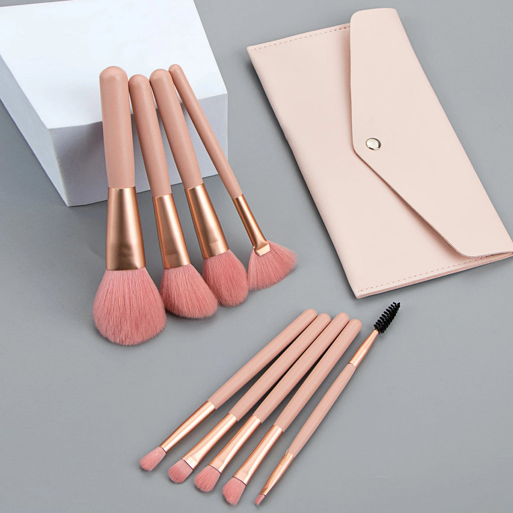 Ronshadow 9-Pc Makeup Brush Set with Snap Storage Bag Makeup Brush Set QXL
