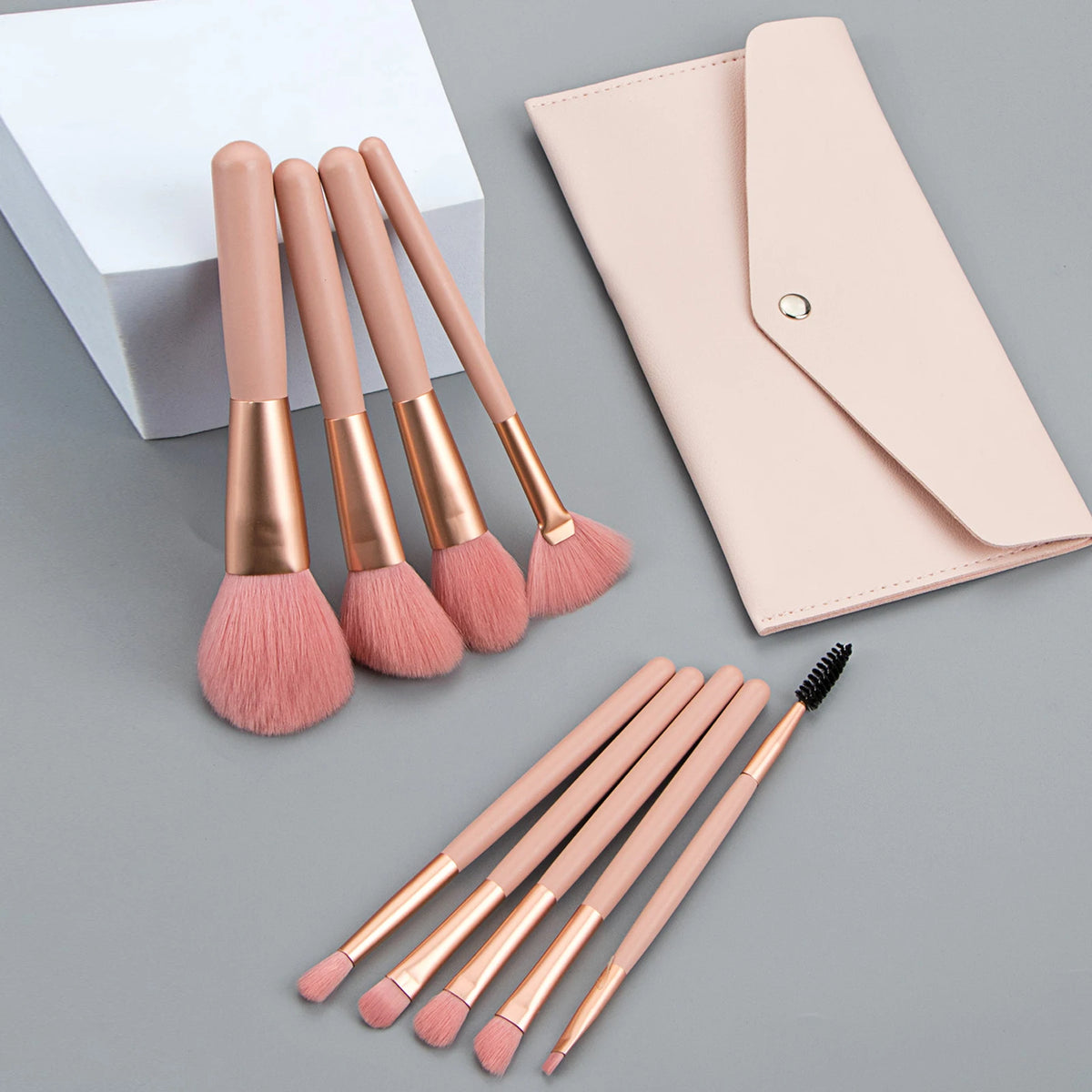 Ronshadow 9-Pc Makeup Brush Set with Snap Storage Bag Makeup Brush Set QXL