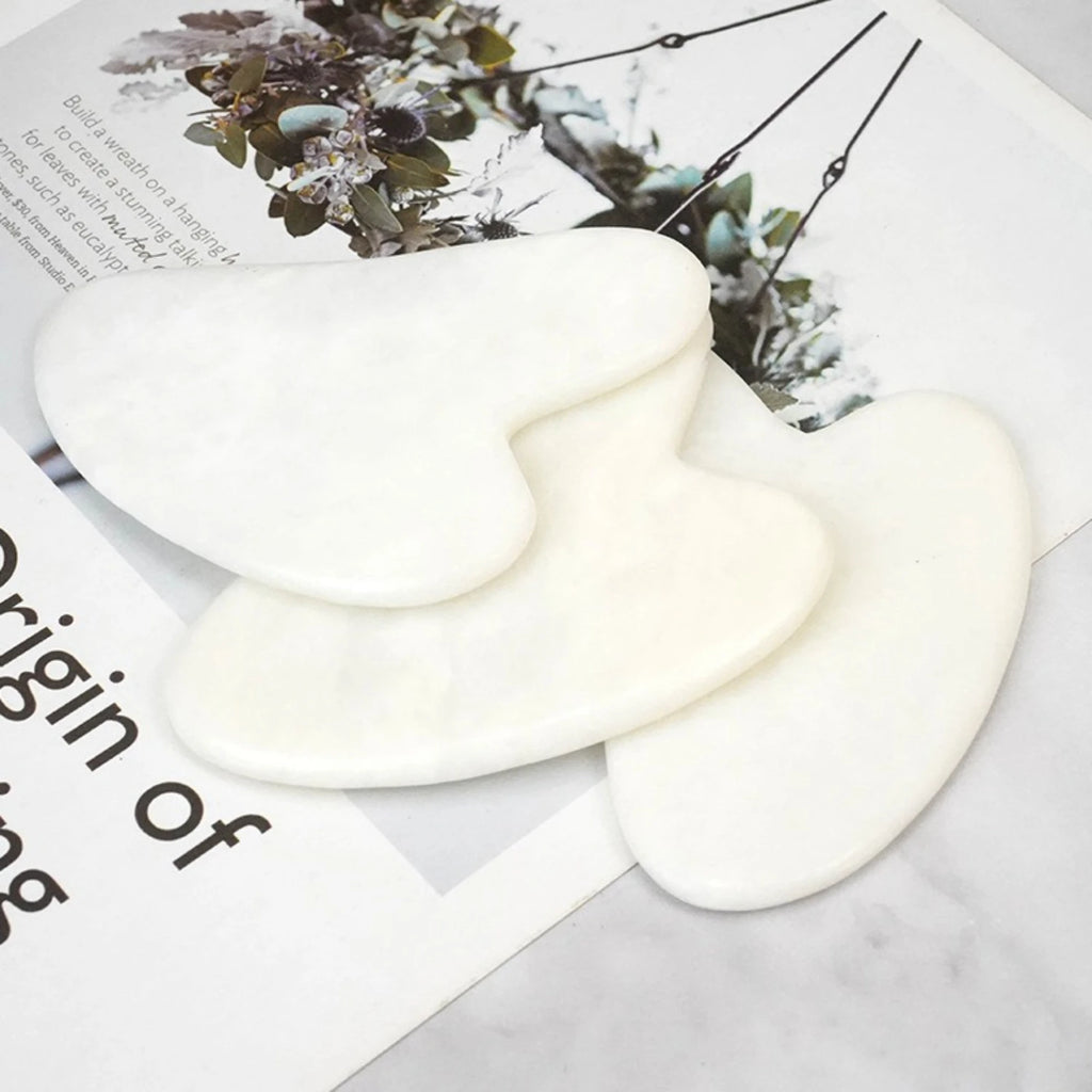 White Jade Roller & Gua Sha Set | Natural Facial Massager Jade Facial Roller Set QXL