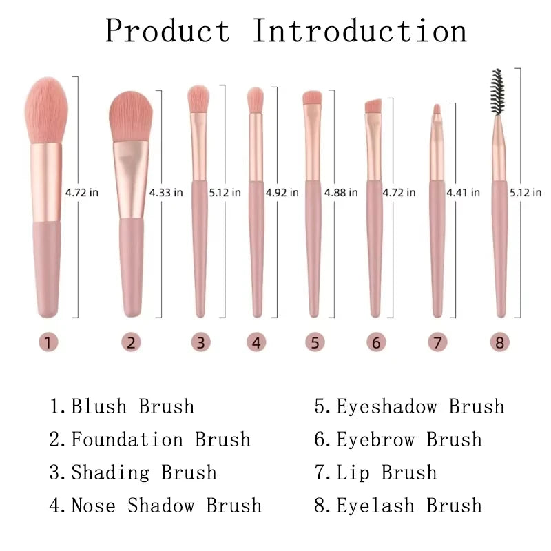 8-Piece Mini Soft Makeup Brush Set – Foundation & Eyeshadow Makeup Brush Set QXL