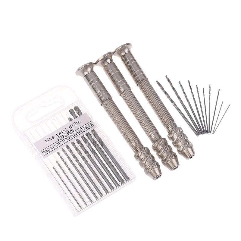 Mini Hand Drill Set | Twist Drill Bits & Pin Vice Tool Manual Hand Drill QXL