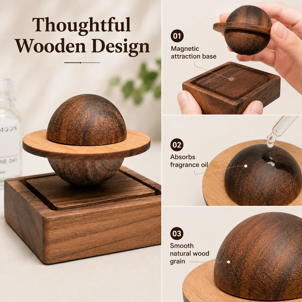 Jupiter Wood Scent Diffuser | Magnetic Floating Planet Ornament Wood Scent Diffuser QXL