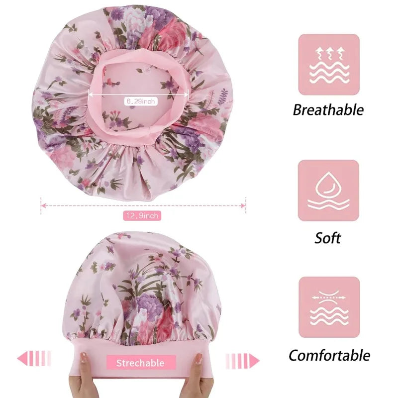 Satin Sleep Bonnet Wide Band | Curly Hair, Braids & Locs Cap Satin Sleep Bonnet QXL