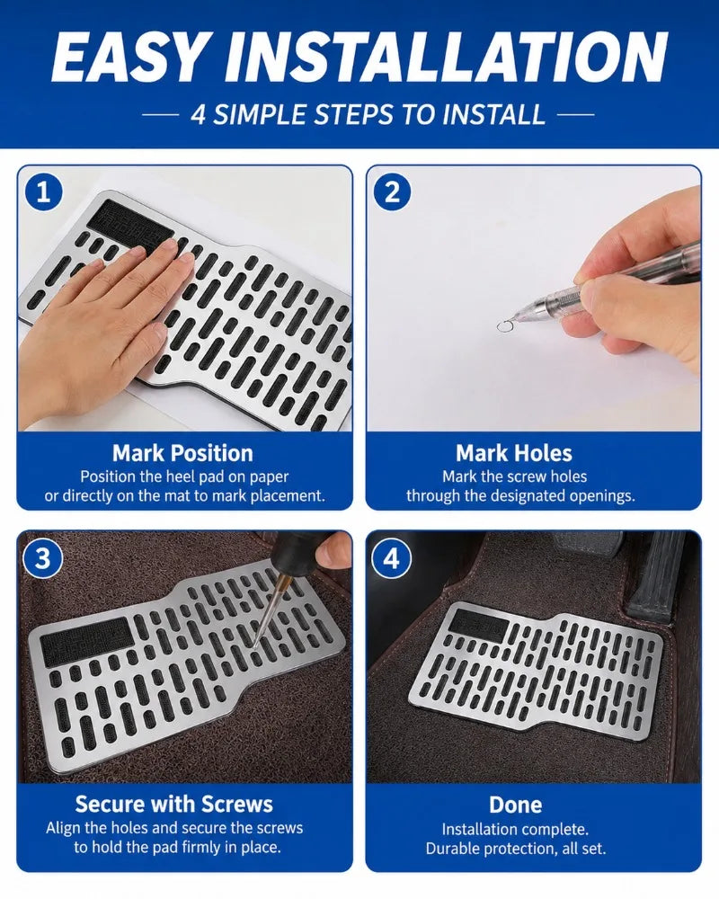 Stainless Steel Car Heel Pad | Anti-Slip Floor Mat Protector Car Floor Mat Protector QXL
