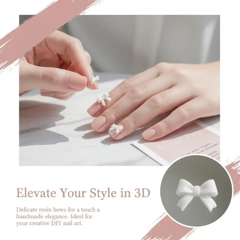 50-Pack 3D Bowknot Resin Nail Art Charms | DIY Manicure Nail Art Charms QXL