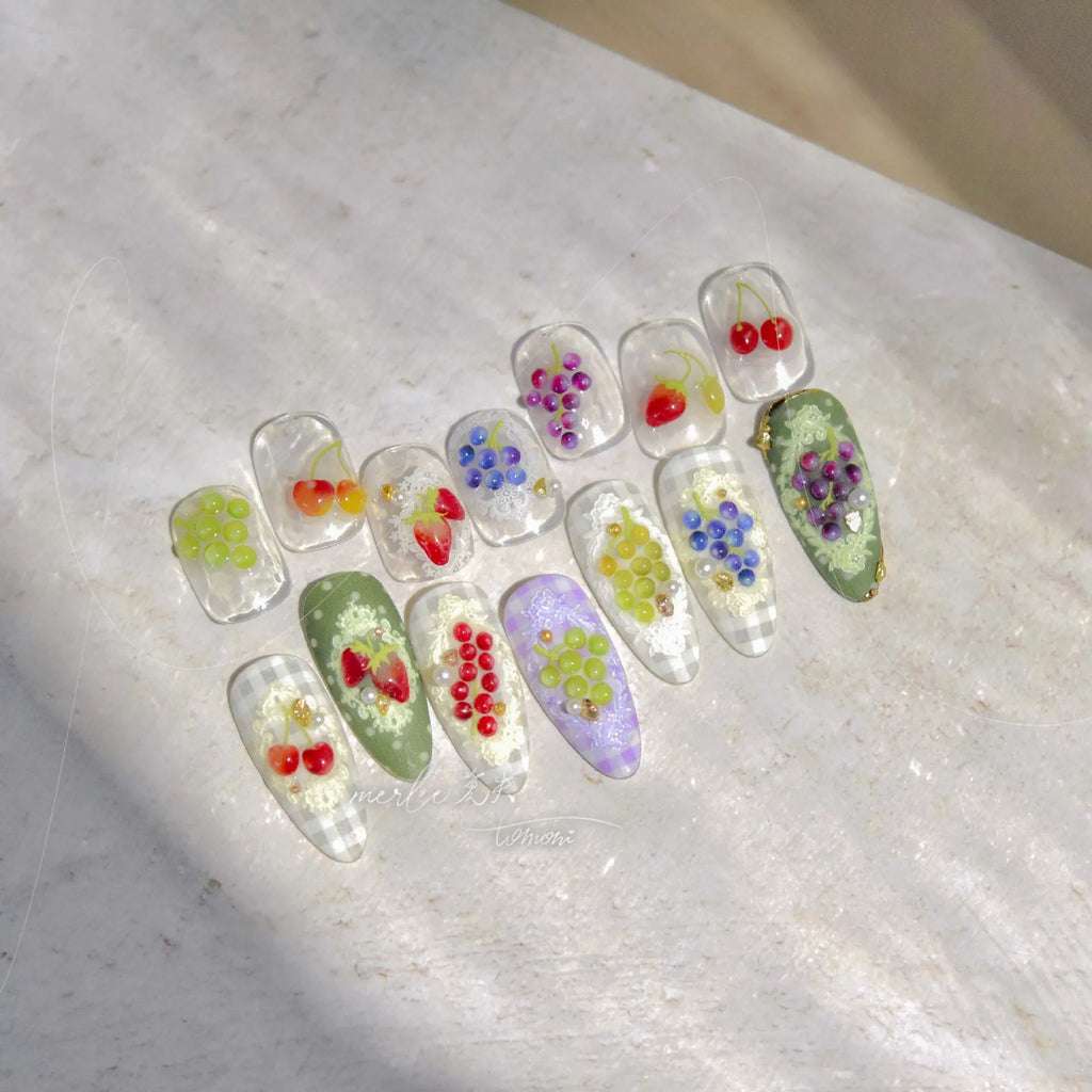5D Jelly Nail Art Stickers – Grape & Cherry Fruit Decals Nail Art Stickers QXL