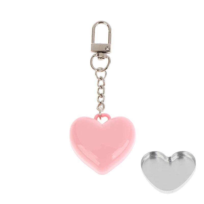 Heart-Shaped Empty Compact Case with Mirror & Keychain Empty Compact Case QXL Pink Keychain