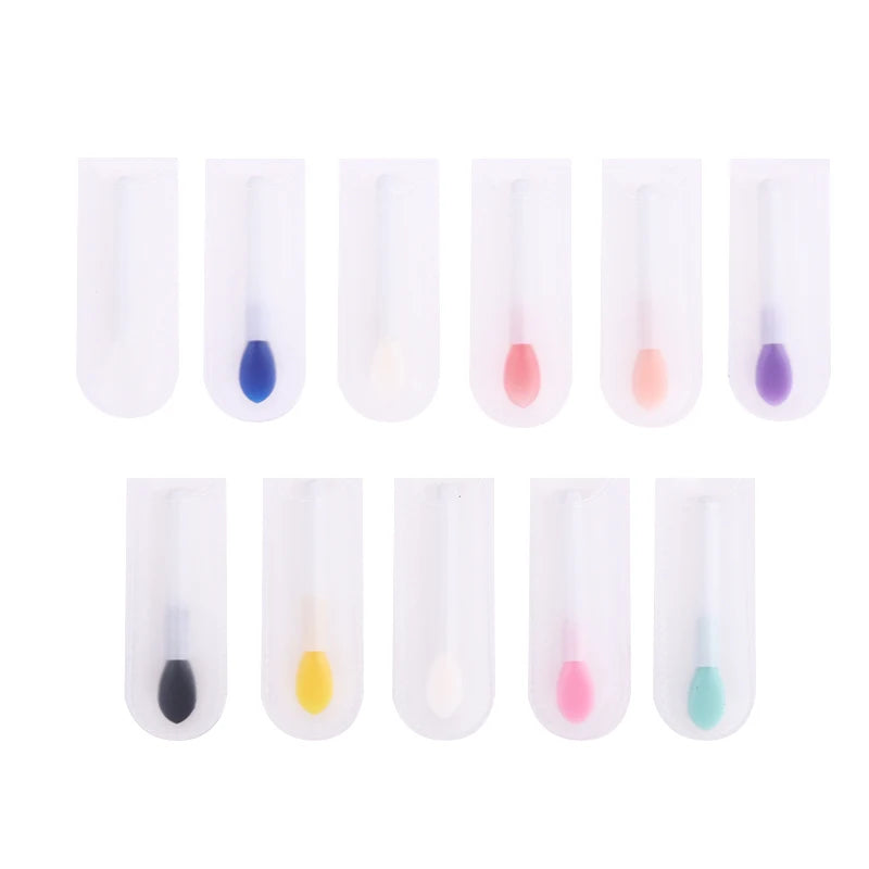 10-Pack Mini Silicone Lip Brush Set | Portable Applicators Lip Applicator Brush QXL