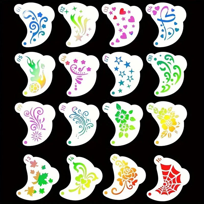 16-Piece Face Painting Stencils | DIY Party Body Art Kit Face Painting Stencils QXL