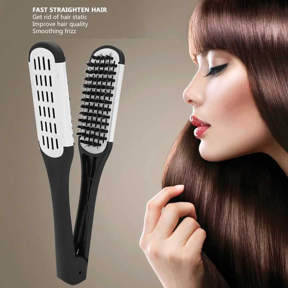 Anti-Static V-Shaped Double-Sided Hair Straightening Clamp Comb Hair Straightening Comb QXL
