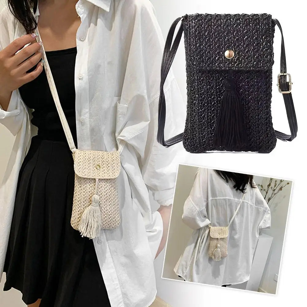 Bohemian Woven Mini Crossbody Bag | Beach Phone Purse Crossbody Bag QXL