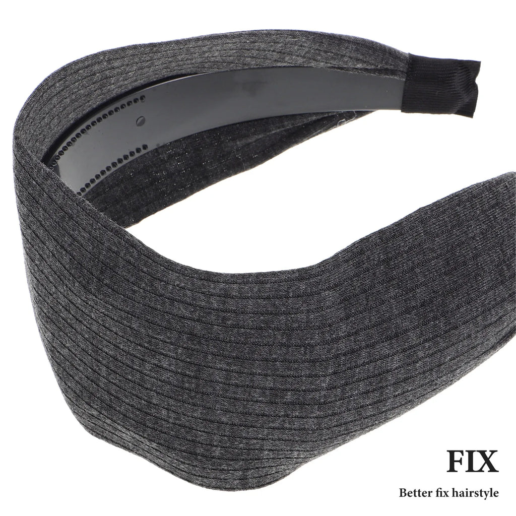 Wide Grey Non-Slip Fabric Headband | Workout & Yoga Hairband Wide Fabric Headband QXL