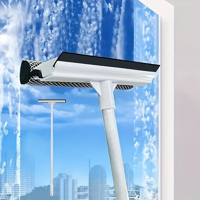2-in-1 Retractable Window Squeegee & Brush Cleaning Tool Window Squeegee Tool QXL