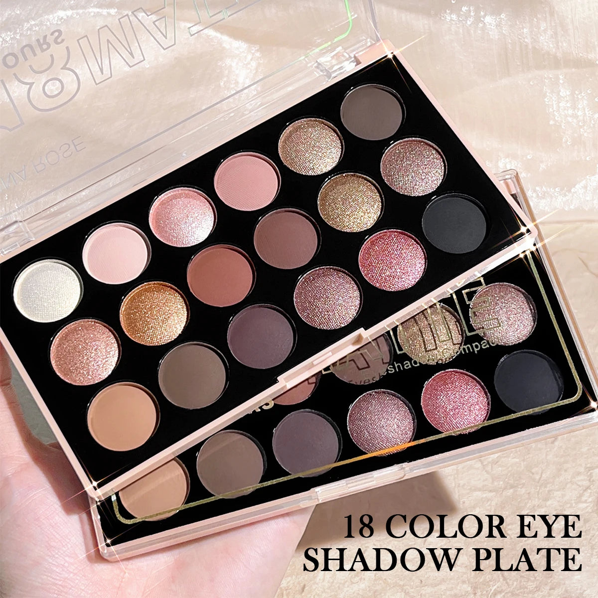18-Color Eyeshadow Palette | Matte, Shimmer & Glitter Eyeshadow Palette QXL