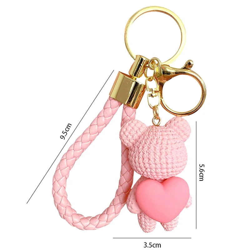 Cute Silicone Bear Couple Keychain | Cartoon Teddy Pendant Gift Novelty Keychain QXL