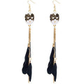 Baroque Feather Tassel Mask Long Drop Earrings – Gold Drop Earrings QXL 1 Pair