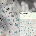 5D Jelly Silver Nail Art Stickers | Hearts, Gems & Letters