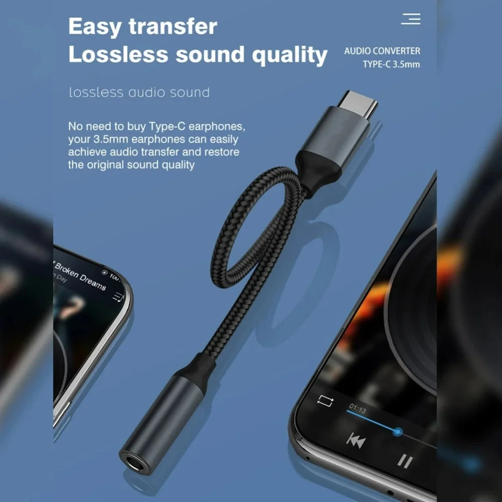 USB-C to 3.5mm Audio Adapter Cable | iPhone 15 & Samsung Audio Adapter Cable QXL