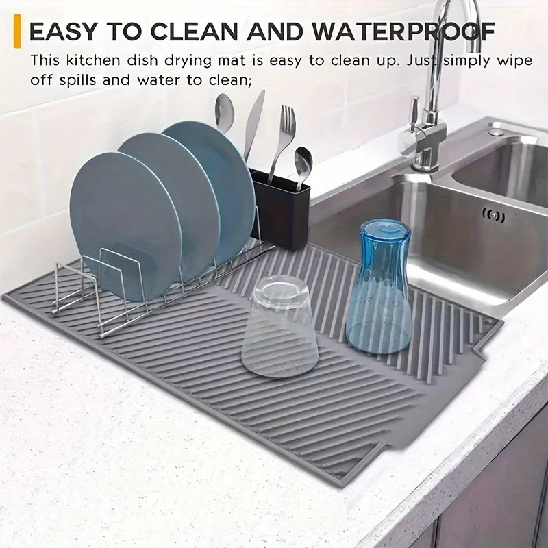 Large Silicone Dish Drying Mat | Folding Drainer & Heat Pad Dish Drying Mat QXL