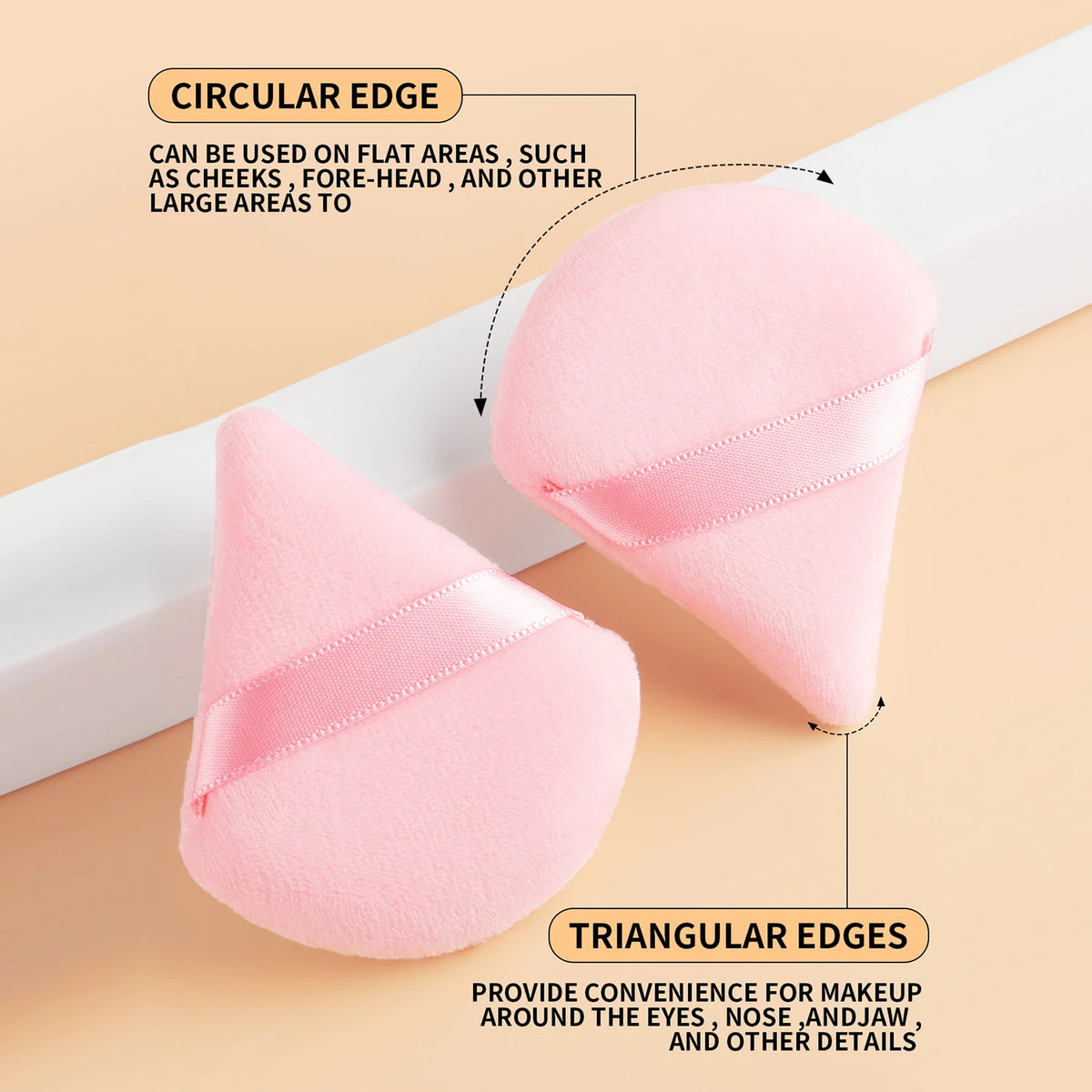 5-Pc Foundation Brush & Triangle Powder Puff Set | Ronshadow Makeup Brush Set QXL
