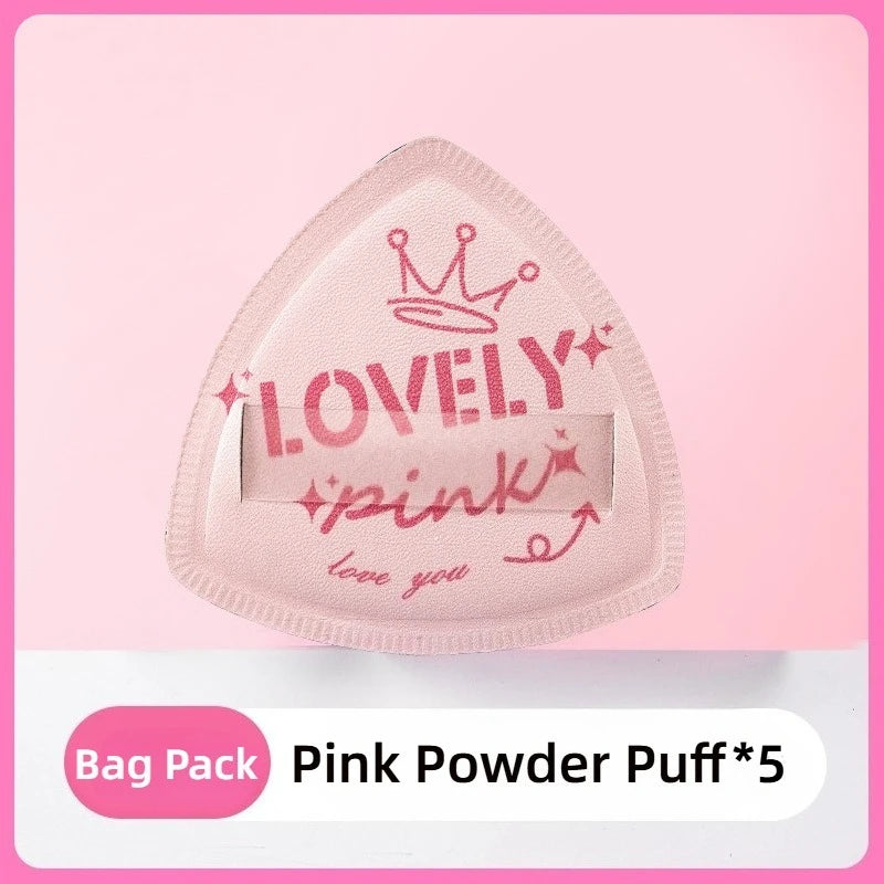 Pink Velvet Triangle Powder Puff | Wet & Dry Makeup Sponge Makeup Powder Puff QXL Bag Pack-5 pcs