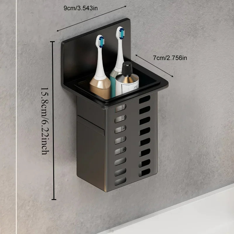 Wall-Mounted Toothbrush & Toothpaste Holder Bathroom Rack Toothbrush Holder Rack QXL