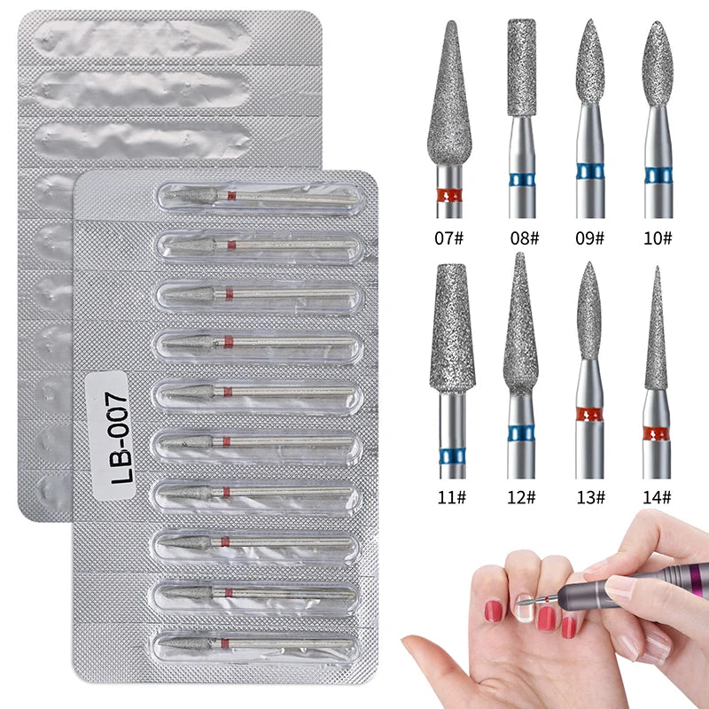 10-Pc Stainless Steel Nail Drill Bit Set | Manicure & Pedicure Nail Drill Bit Set QXL
