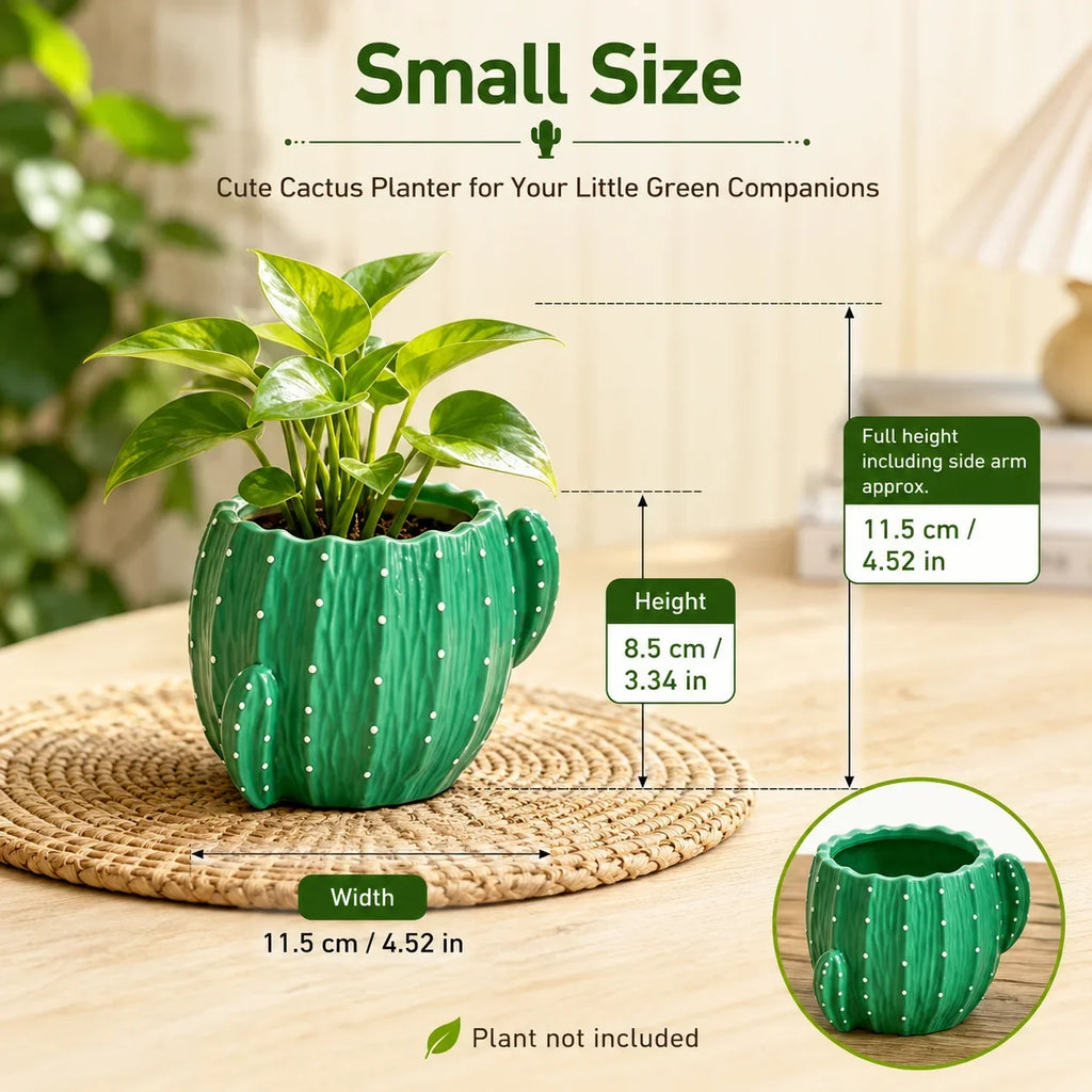 Cute Cactus Resin Planter – Small Succulent Pot for Desk & Home Decorative Resin Planter QXL