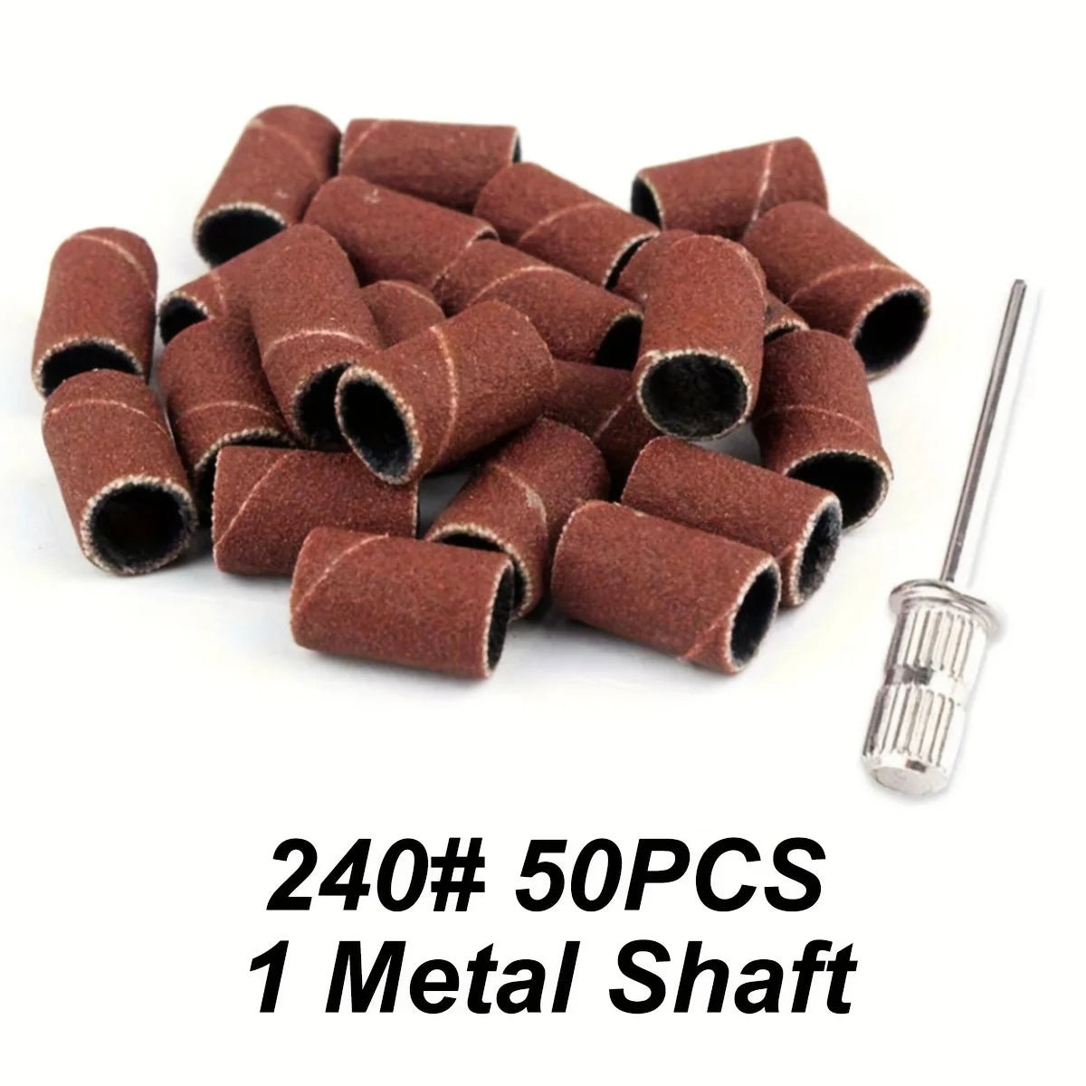 50-Pack Mixed Grit Nail Sanding Bands 80 120 180 240 | Drill Bits Nail Sanding Bands QXL Brown 240 50Pcs
