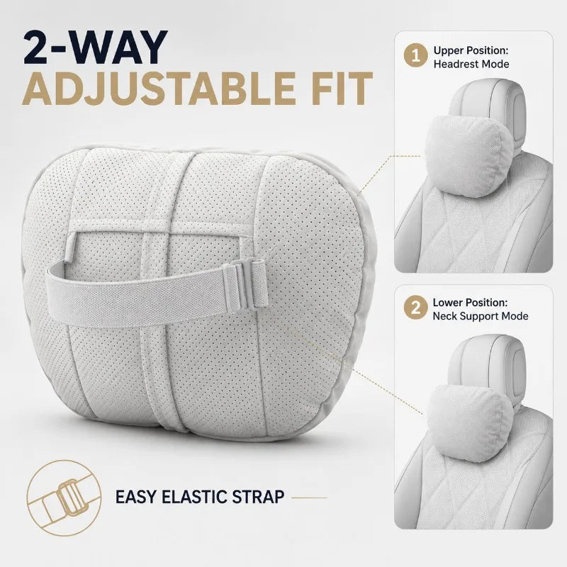 Perforated Car Headrest Pillow & Neck Cushion | Suede Cover Car Seat Cushion QXL