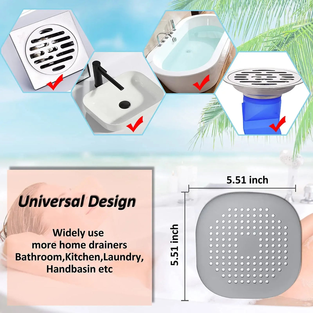 Silicone Shower Drain Hair Catcher & Sink Strainer Drain Hair Catcher QXL