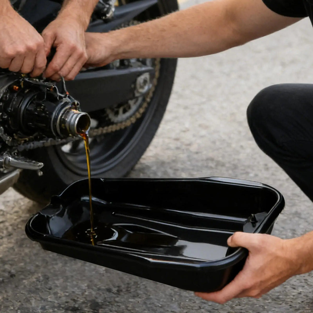 Large Motorcycle Oil Drain Pan | Leak-Proof Engine Maintenance Oil Drain Pan QXL
