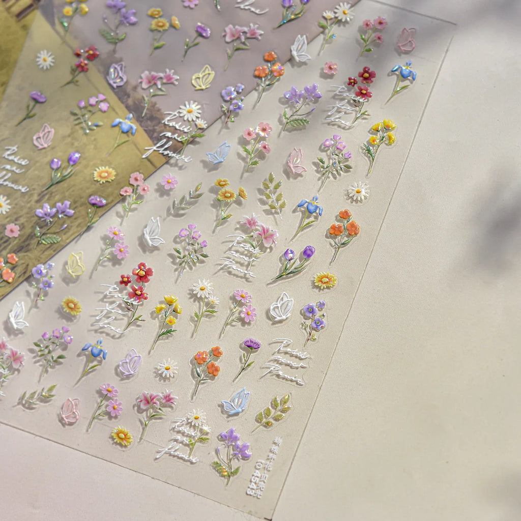 5D Floral Nail Art Stickers | Daisy & Wildflower Decals Nail Art Stickers QXL