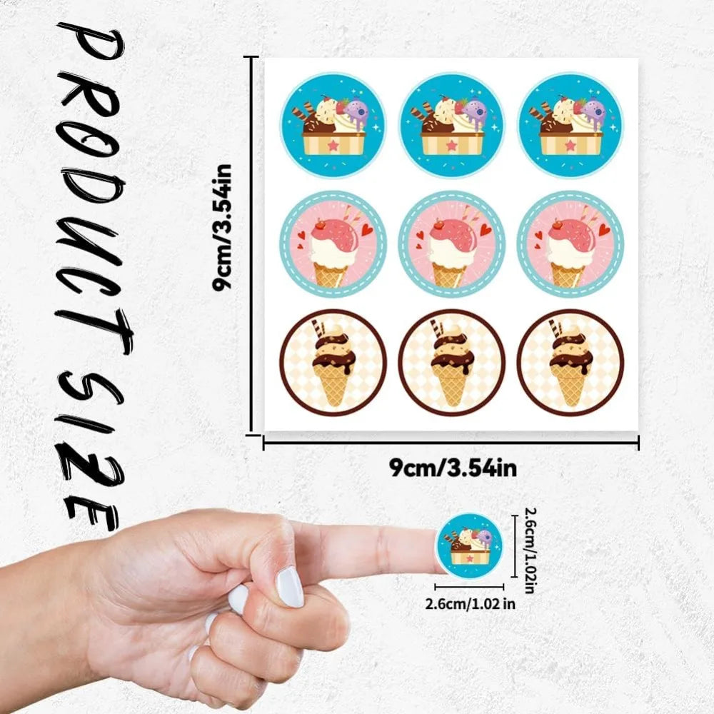 Ice Cream Self-Adhesive Stickers 180pcs | Party & Craft Seals Decorative Stickers QXL