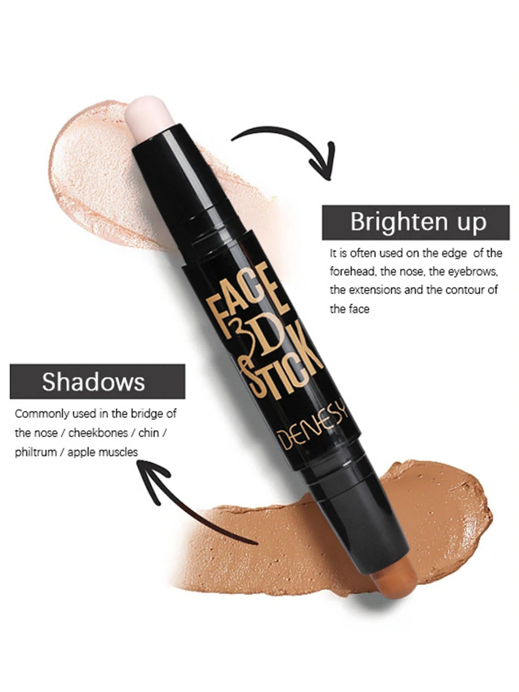 MAXFINE Dual-Ended Matte Contour Stick & Highlighter Pen Contour Highlight Stick QXL