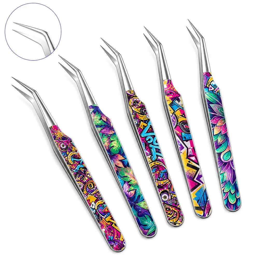 Curved Stainless Steel Eyelash Tweezers | Anti-Static Precision Eyelash Tweezers QXL