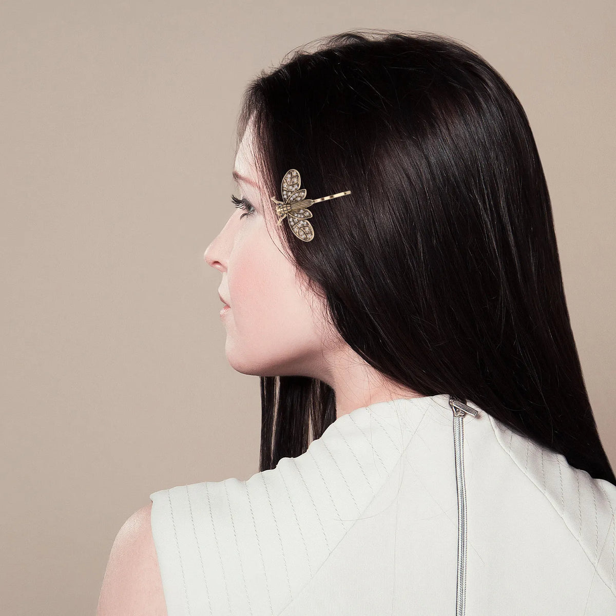 2-Pack Vintage Dragonfly Rhinestone Hair Clips | Gold Barrettes Rhinestone Hair Clips QXL