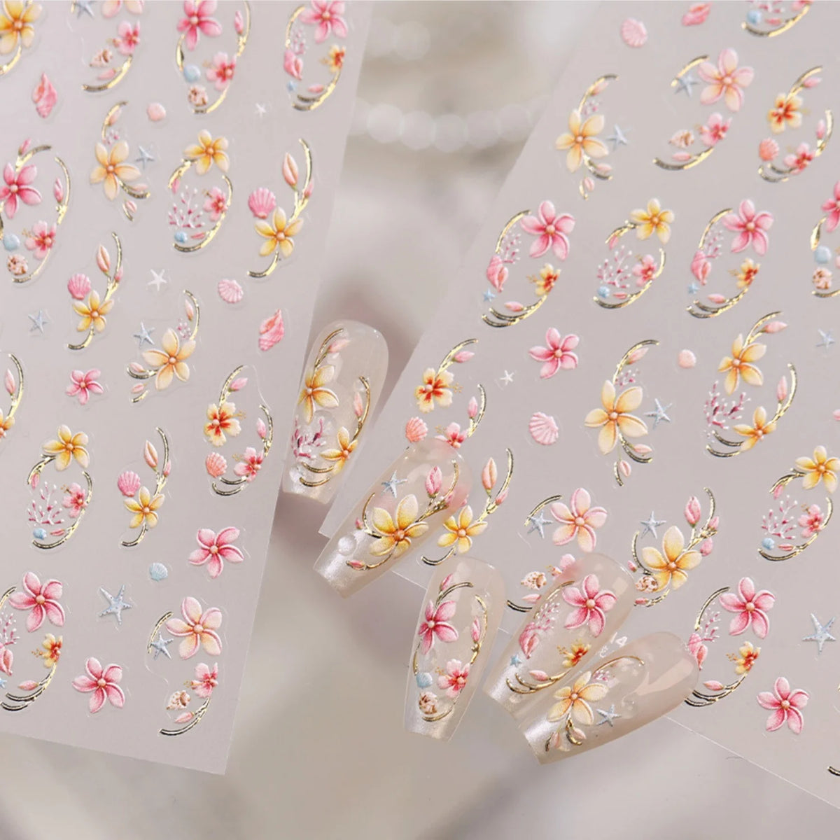 5D Floral & Ocean Nail Art Stickers | Self-Adhesive Decals Nail Art Stickers QXL