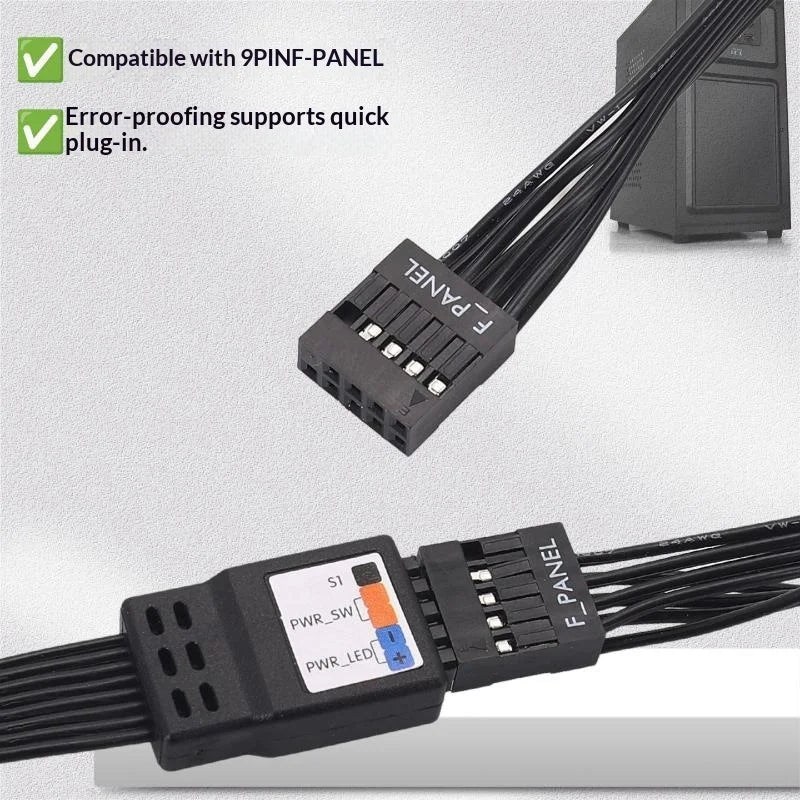 Motherboard 9-Pin Front Panel Extension Cable 20/30/50cm PC Header Extension Cable QXL
